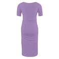 thumbnail image 4 of yoeyez Liquidation de Vêtements de Maternité Robe Grande Taille Femme Manches Courtes Col Rond Robe Simple Shower de Bébé Tenue Quotidienne Robe Soleil Robe Moulante Froncée Midi Robes Ajustées Violet,P, 4 of 7