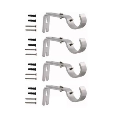 4pcs Curtain Rod Brackets, Heavy Duty Adjustable Curtain Rod Holders With Installation Screws Curtain Hardware Brackets For Home Office