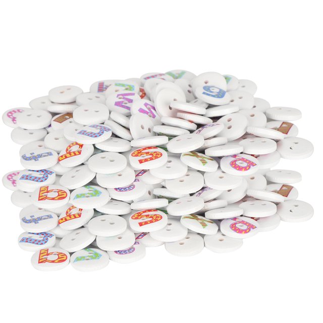 ANGGREK Decorative Button,Sewing Button,200pcs 0.6in Mixed Wooden Buttons English Letters Painting Decoration For Clothes Crafts
