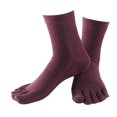 thumbnail image 4 of serony 1Pair Comfy Five Toe Socks Cotton High Crew Sock Athletic Solid Socks Purple, 4 of 5