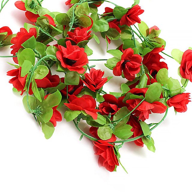 2Pcs Artficial Small Rose Rattan Imitation Flower Hanging Vine Fake Plant Decoration for Home Wedding Party