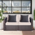 thumbnail image 4 of Gymax 4PCS Rattan Corner Sofa Set Patio Outdoor Furniture Set w/ Beige Cushions, 4 of 10