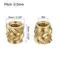 thumbnail image 2 of Unique Bargains Knurled Insert Nut M3 x 5mm L x 5mm OD Female Thread Brass Embedding Nut 120 Pack, 2 of 5