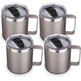 thumbnail image 1 of Volhoply Tasse à Café en Acier Inoxydable Isolée 14oz avec Couvercle en Vrac, Lot de 4, Tasse à Café de Voyage à Double Paroi sous Vide avec Poignée, Tasses Réutilisables Gobelet, Tasses de Camping Gardent au Chaud, Cadeaux de Noël (Gris, 4), 1 of 6