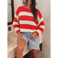 thumbnail image 2 of Gupgi Women Striped Sweaters Long Sleeve Loose Knit Pullover Preppy Jumper Tops for Fall Winter, 2 of 8
