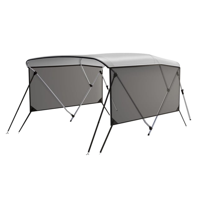 Bimini Tops for Boats 3 Bow, Aluminum Frame Boat Cover with Waterproof 600D Marine Grade Canvas, Fits 54"-60" Width, 2 Rear Support Poles, Adjustable Straps, Storage Boot, Light Grey