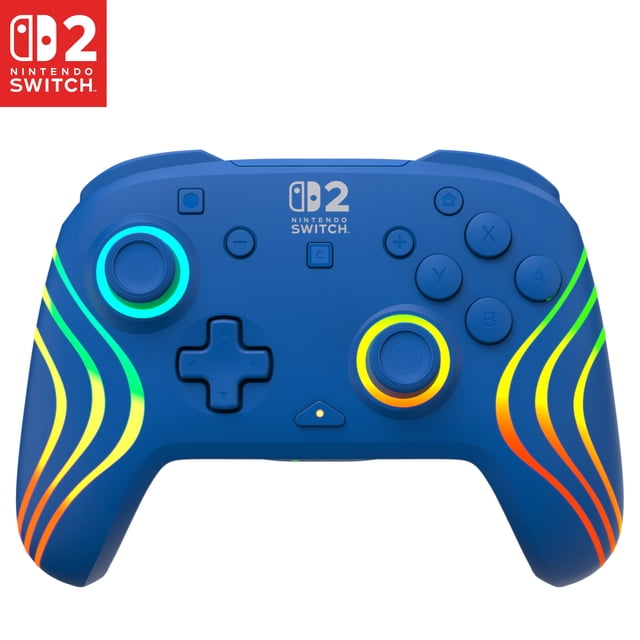 Turtle Beach Afterglow Wave Wireless RGB Gaming Controller (Blue) - Officially Licensed for Nintendo Switch 2, Nintendo Switch - Customizable Lighting, TMR Sticks, RBG