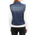 thumbnail image 3 of INSPIRE CHIC Women's Washed Chest Flap Pockets Single Breasted Denim Vest, 3 of 6