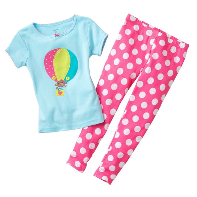 Carter's Ensemble Pyjama 2 Mcx en Coton pour Petites Filles - Singe Montgolfière - 4K