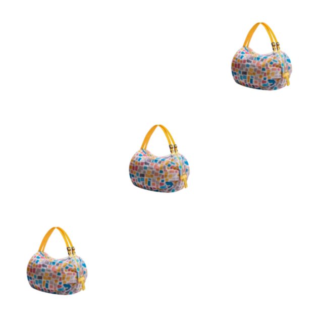 kurtrusly Sac de Rangement Réutilisable Pliable Écologique et Polyvalent Sac de Courses Imperméable en Polyester pour Voyage Sac de Plage Sac à Main Carreaux Jaunes 3Set