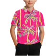 thumbnail image 1 of Zpanxa Chemise Garçon à Boutons, Imprimé, Col à Revers, Manches Courtes, Chandail Décontracté à Enfiler en Polyester, 11-12 Ans, 1 of 7