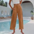 thumbnail image 4 of Summer Clearance 2025! Womens Plus Size Pants,Woman Fashion Solid Color Elastic Waist Drawstring Pocket Long Pants, 4 of 5