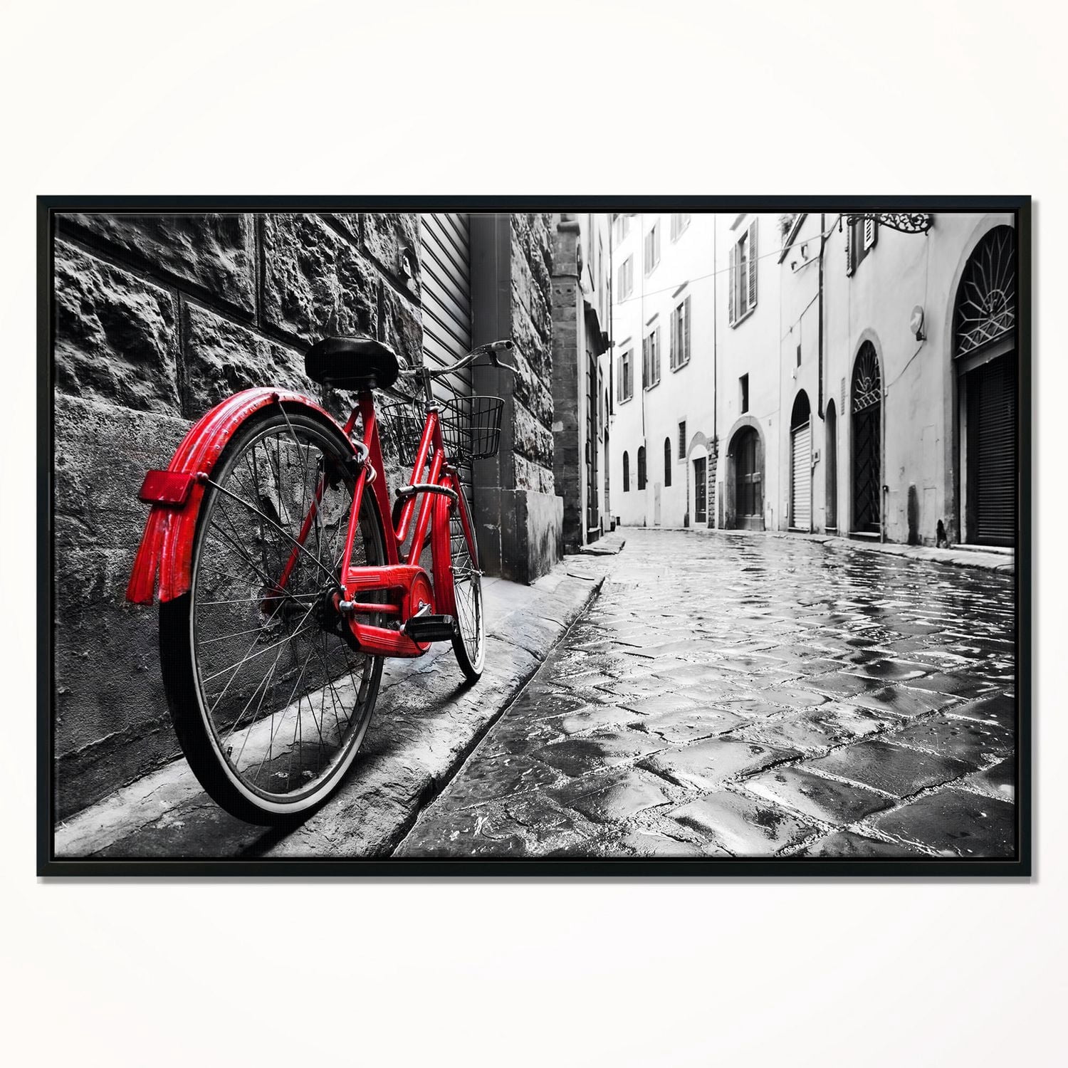 Design Art Vélo Rouge Rétro Vintage Sur Toile Encadrée