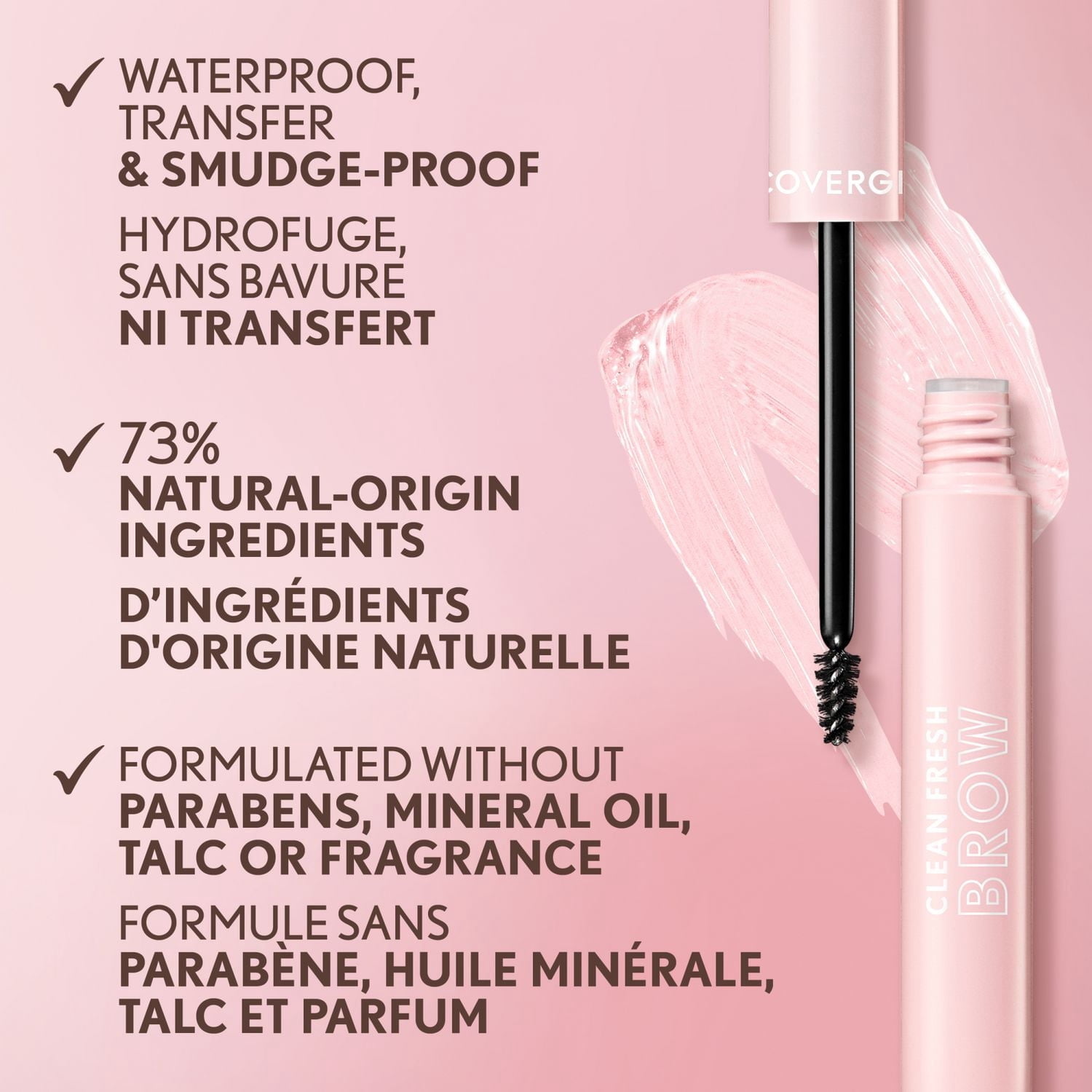 COVERGIRL Clean Fresh Brow Enhancer Gel Wax, Flexible Hold, Non-Sticky, Non-Crunchy, All-Day Wear, Vegan Formula