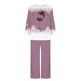 thumbnail image 4 of Pisexur Pyjamas de Noël pour Femmes Ensemble Deux Pièces Tendance Vacances Imprimé Verre de Vin Rouge Pjs Décontractés Manches Longues Col Rond Hauts Pantalons de Pyjama Vêtements de Nuit, 4 of 4