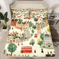 thumbnail image 1 of London Fitted Sheet Twin Size,London Big Ben and Bus Pattern Bedding Set 2Pcs for Kids Teens Adult Decor,Retro London Street View Bed Sheet Cartoon City Deep Pocket Sheet,1 Pillowcase（No Top Sheet）, 1 of 5