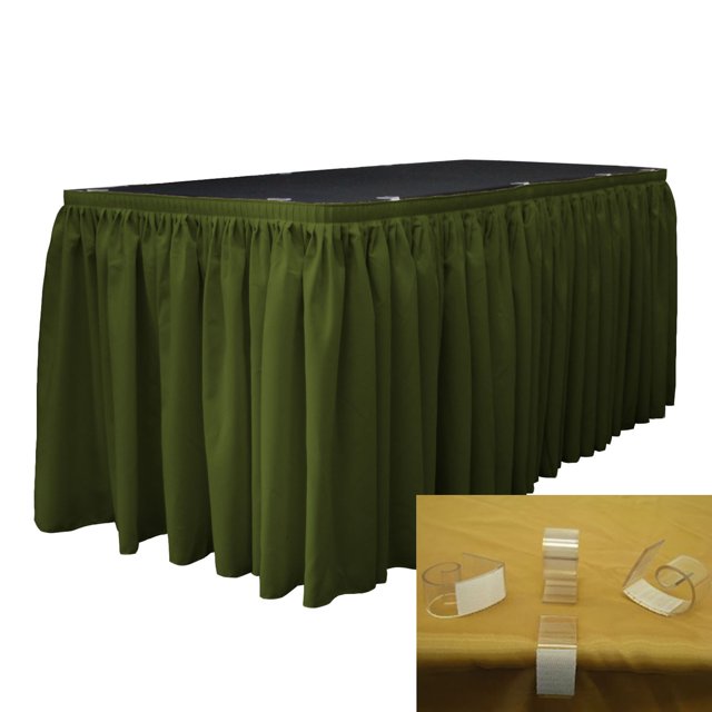 LA Linen LA Linen Jupe de Table en Popeline Polyester 17 Pieds par 29 Pouces de Long avec 10 L-Clips, Olive