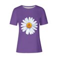 thumbnail image 4 of BVOFAR Hauts pour Femmes Été Tendance T-Shirts Graphiques Marguerite Décontractés Coupe Ample Blouses Col Rond Manches Courtes Chemises 2025, 4 of 4