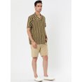 thumbnail image 3 of INSPIRE CHIC Men's Hawaiian Shirts Striped Button Down Short Sleeves Shirts Brown Yellow XL, 3 of 5