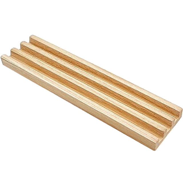 MasteelfCA Wooden Domino Rack Professional Domino Holder designed for tile games, featuring a light yellow wooden base with multi-slots for organizing domino tiles or game cards. Made from durable natural wood with a smooth finish and an oblique angle design for better visibility during play.