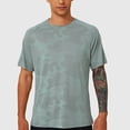 thumbnail image 2 of BADHUB T-shirts Athlétiques à Séchage Rapide pour Hommes, Manches Courtes, Col Rond, Course, Gym, T-shirts Légers de Performance, Hauts d'Entraînement, Économies d'Été, Vert Armée, G, 2 of 8