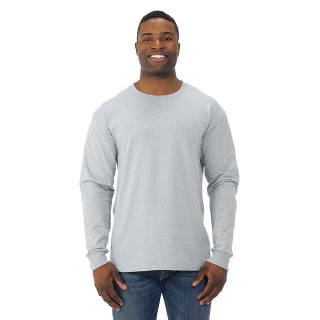 Jerzees Mens DRI-POWER Active Long Sleeve Crew T-Shirt, S, Ash