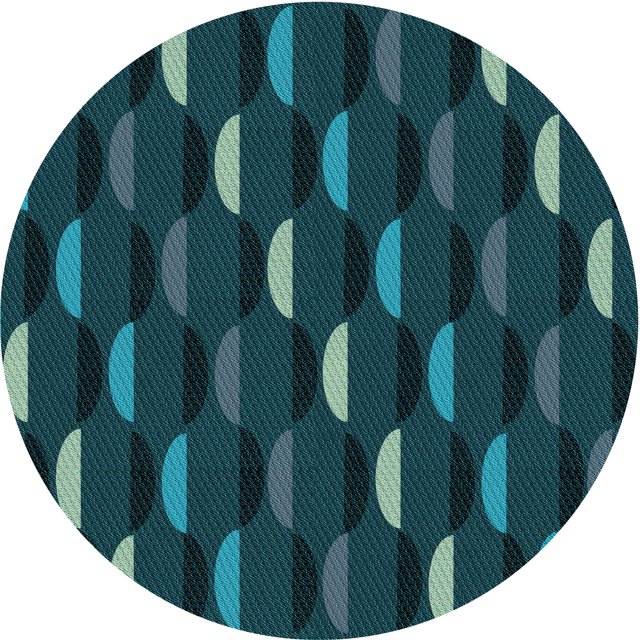 Ahgly Company Tapis Rond Lavable en Machine Intérieur Transitionnel Vert Cyan Foncé, 3 Pieds Rond