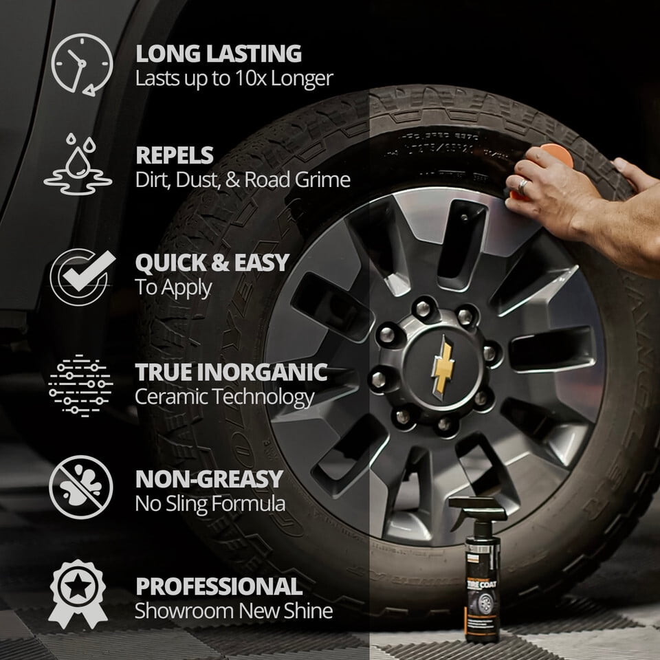 CERAKOTE® Rapid Ceramic Tire Coat Kit, Long-Lasting Tire Shine with Foam Applicator Pad, 8 fl oz