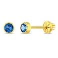 thumbnail image 1 of Or Jaune 14k Rond 3 mm Saphir Simulé Serti Clos Clous à Vis pour Filles, 1 of 7