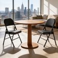 thumbnail image 2 of YLGJ Metal Folding Chairs Set of 4, PU Padded Stackable Black, 2 of 8