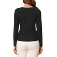thumbnail image 3 of INSPIRE CHIC Women's Round Neck Front Twist Long Sleeve Blouse Tops, 3 of 6