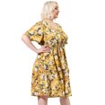 thumbnail image 4 of GRACE & GRANDEUR Robe Midi Décontractée pour Femme Grande Taille à Col en V, Imprimé Floral, Manches Évasées, Jaune 3X, 4 of 6