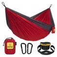 thumbnail image 1 of Wise Owl Outfitters Large DoubleOwl Hammock with Tree Straps, Red/Charcoal, 1 of 8