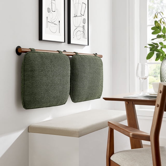 Modway Anela Wall-Mounted Chenille Upholstered Queen Headboard in Sage Walnut