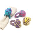 thumbnail image 4 of Global Crafts Handmade Felt Easter Egg Napkin Rings Set from Nepal, 4-Pack, Pastel Easter Eggs, 4 of 4
