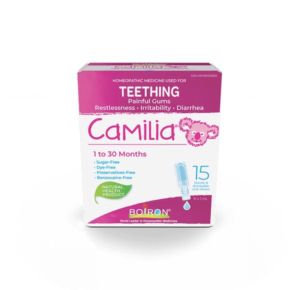 Boiron Camilia Soulagement de la Dentition pour Bébé – 15 Unités (1 ml Chacune) – Apaise la Douleur, l'Irritation et l'Agitation