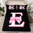 thumbnail image 2 of Erosebridal Initial E Letter Sheet Set Full, Princess Bow Bedding Sets Full Size, Monogrammed Reversible Full Sheet Sets, Microfiber Room Decor, 4 Pieces, 2 of 7