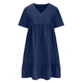 thumbnail image 4 of Yuyuzo Womens Formal Dress Outfits Elegant Short Sleeve Beach Dress Ruffed Cocktail Evening Prom Mini Dress, 4 of 7