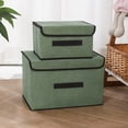 thumbnail image 1 of Meitianfacai 2-pack Large And Small Flip Storage Boxes Foldable Wardrobe Storage Boxes Fabric Storage Boxes With Handles For Organizing Clothes Bedding Toys Books Documents, Green, 1 of 1