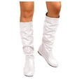 thumbnail image 1 of Bottes Hautes Plissées pour Femmes en Cuir Décontractées Hiver Automne Sans Talon au-Dessus du Genou Bottes Habillées Hautes pour Dames, 1 of 8