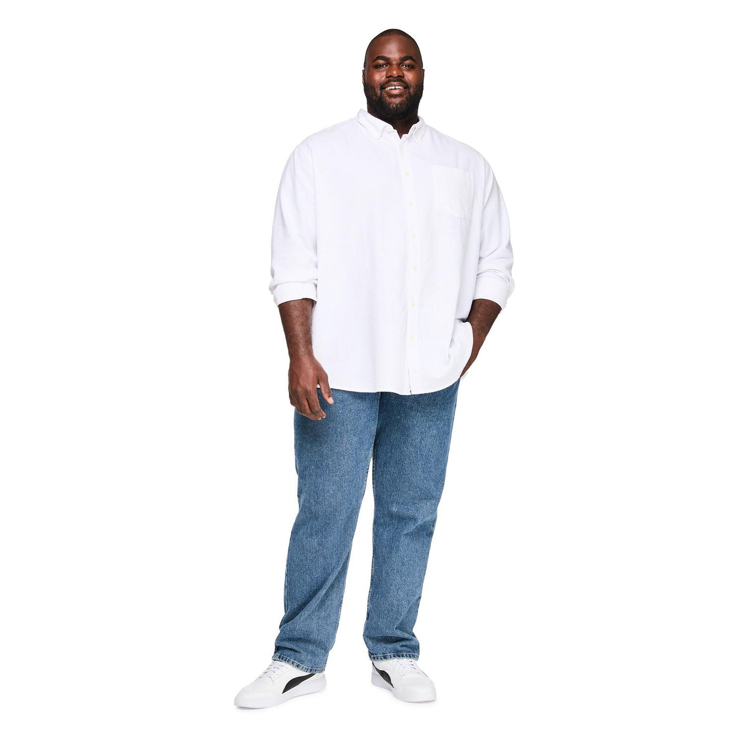 Chemise à col boutonné et manches longues George Plus pour hommes