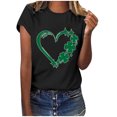 thumbnail image 1 of TopLLC St. Patrick's Day Patricks Day Chemises pour Femmes Hauts de Sarrau St Patricks Day Mode pour Dames St. Imprimé Cœur Manches Courtes Col Rond Chemise Femme Décontractée Ample, 1 of 4