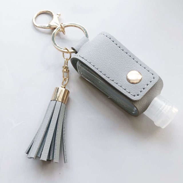 30Ml Refillable Travel Bottle With Keychain Holder Pu Leather Case For Hand Sanitizer Soap Lotion Portable Outdoor