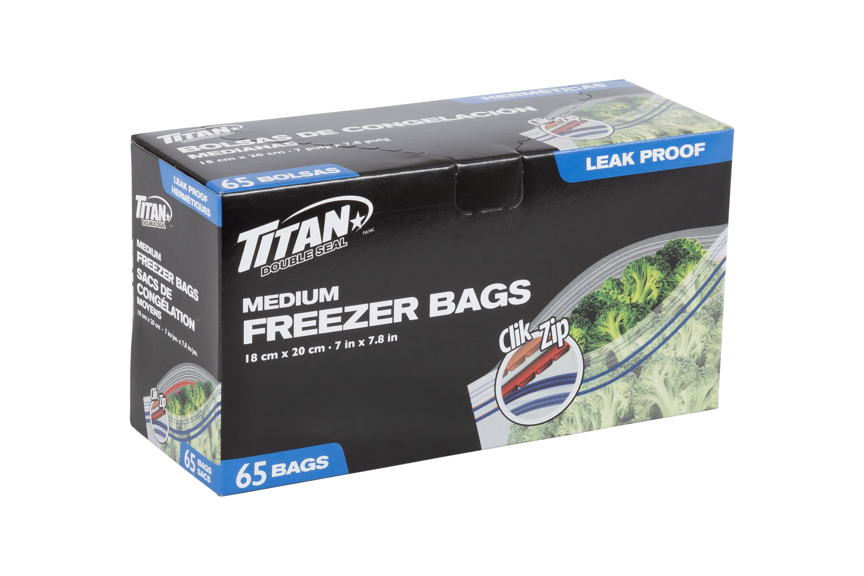 TITAN Double Seal Medium Freezer Bags, 260 Bags 4 x 65 - Walmart.ca