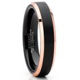 thumbnail image 1 of Mens Tungsten Wedding Band Ring Black Rose Goldtone Edges 4MM, 1 of 3