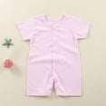 thumbnail image 2 of Tumotour Rompers for Toddler Outfits Soft Fashion Button Down Newborn Clothes Spring Casual Short Sleeve Jumpsuits Solid Color Onesie Bodysuits for Infant Baby Boy Girl, 2 of 4