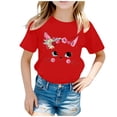 thumbnail image 1 of GDREDA Vêtements Fille Enfant Filles Mignon Mode Imprimé Col Rond Manches Courtes Tee Été Décontracté Ample Doux T-Shirt Hauts T-Shirt à Manches Courtes pour Fille Rouge,8-10 Ans, 1 of 5
