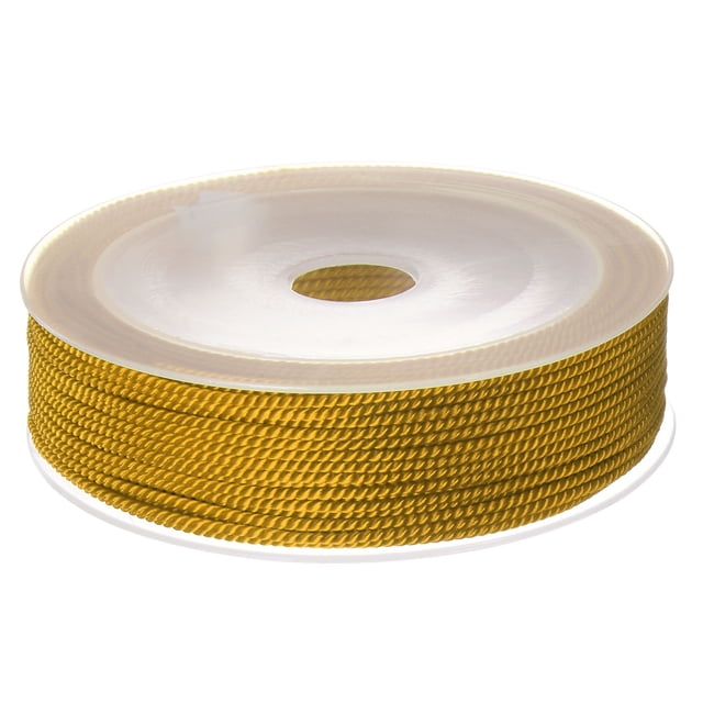 Unique Bargains Twisted Nylon Twine Thread Beading Cord 1.5mm 20M/65 Feet Extra Strong Braided Nylon String, Goldenrod