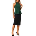 thumbnail image 2 of INSPIRE CHIC Blouse Sans Manches d'Été Plissée Col Halter Peplum pour Femmes m Vert Foncé, 2 of 7