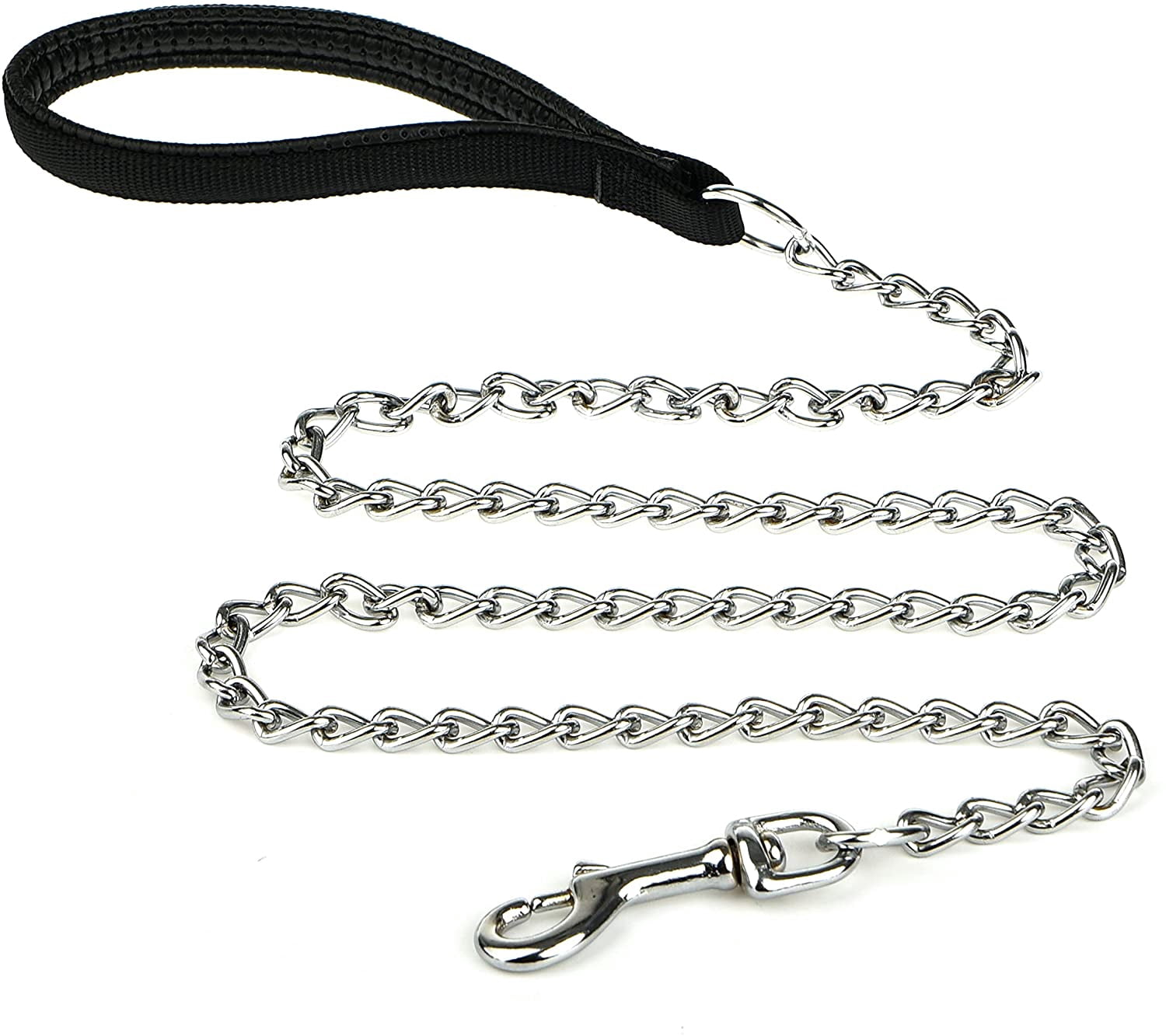 Heavy Duty Dog Leash,5.25FT Metal Dog Leash Dog Chain with Comfortable Handle for Medium & Large Size Dogs , Improved Dog Safety & Comfort （Black）